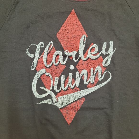 Harley Quinn Womens Small T-Shirt (Junior M Tag) Varsity Raglan Long Sleeve - Picture 2 of 6